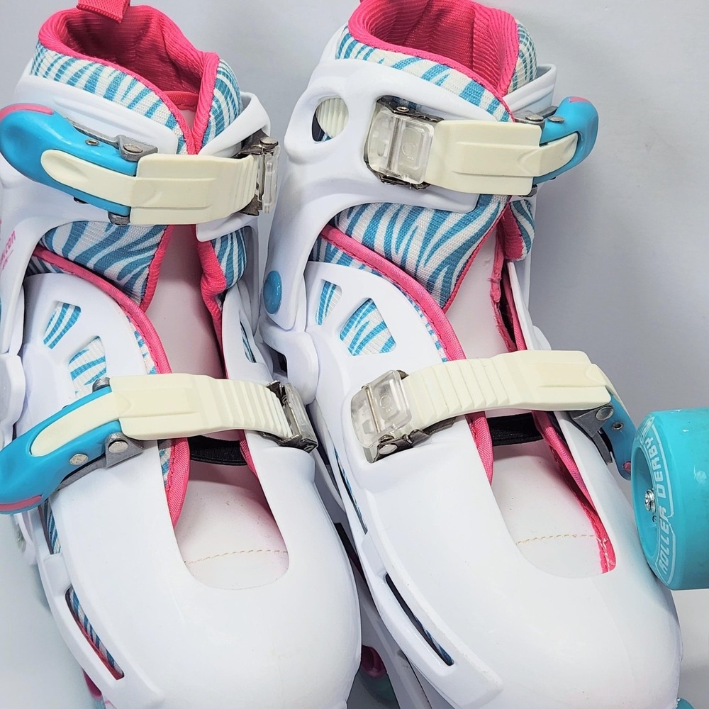 Roller Derby Falcon GTX Girls Adjustable 3-6 White Pink Inline Quad Skates Combo - Picture 13 of 16